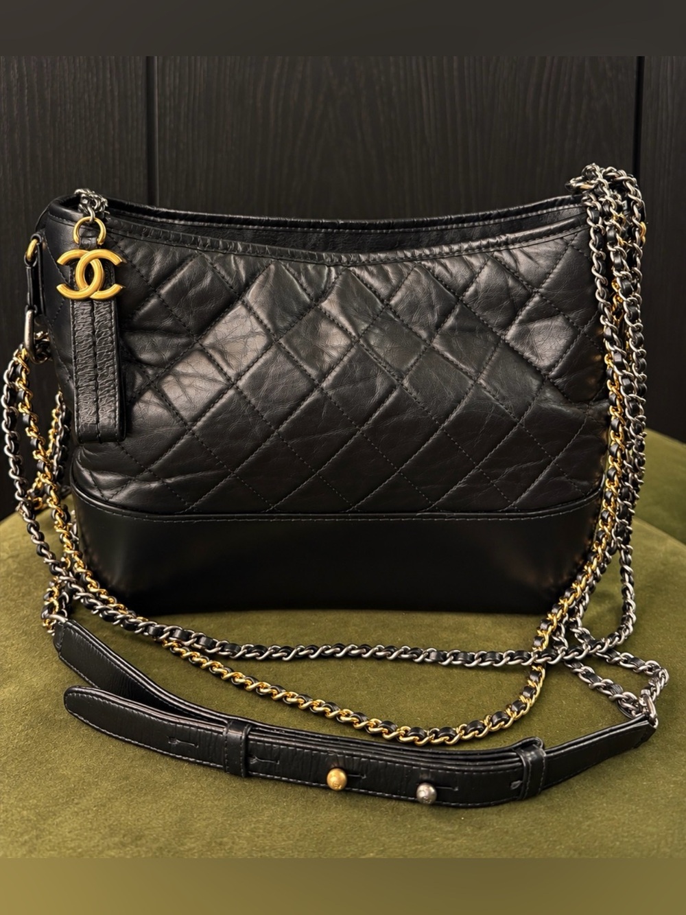 Authentic Chanel Gabrielle hobo bag with mixed hardware